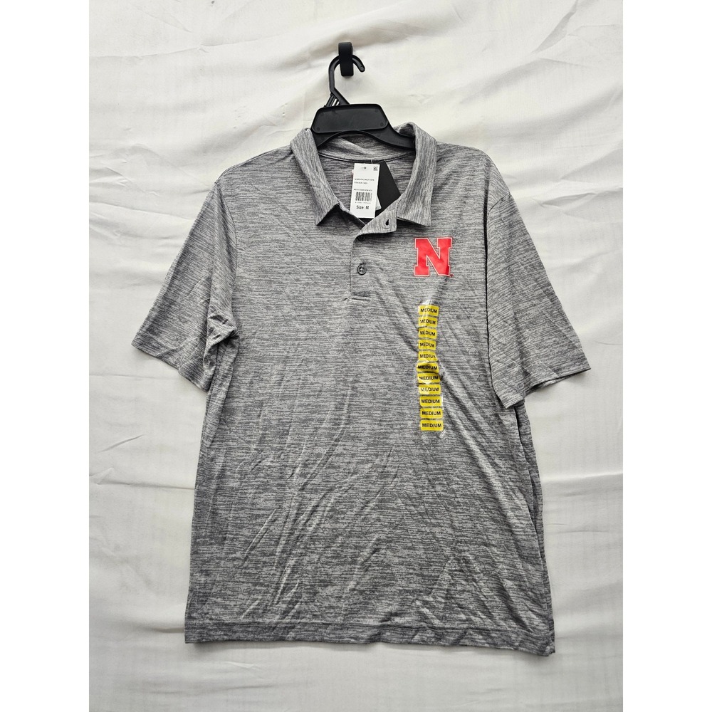 Captivating Mens Nebraska Huskers Polo Shirt Gray Polyester Athletic Size Medium